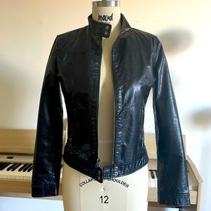 GAP vintage leather motorcycle moto biker jacket black medium / M
